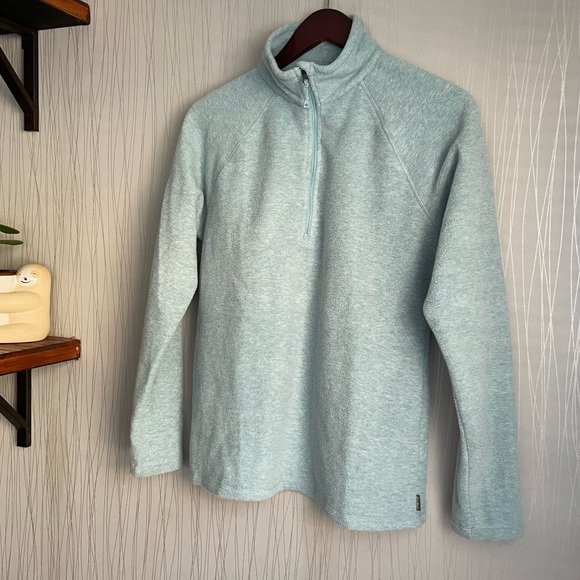 Eddie Bauer Women’s Small Fleece Quarter Zip, Classic Fit, Soft Teal - Picture 3 of 7